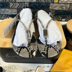 Chic Snake Print Sandals in Black and White